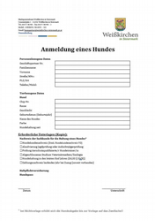 Hundeformular - Anmeldung