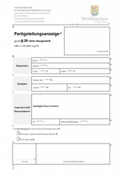 Fertigstellungsanzeige § 38 BauG
