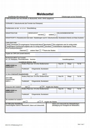 Meldezettel für Anmeldung