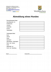 Hundeformular Abmeldung