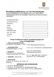 Hundeformular - Befreiung/Ermäßigung