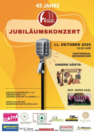 45 Jahre - JUBILÄUMSKONZERT - Weißkirchner Feinklang