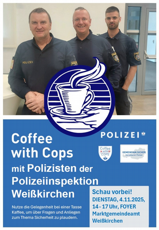 Coffee with Cops mit Polizisten der Polizeiinspektion Weißkirchen