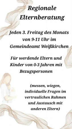 Regionale Elternberatung im Saal der Marktgemeinde Weißkirchen