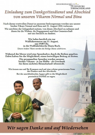 Dankgottesdienst und Abschied von unseren Vikaren Nirmal und Binu - Wallfahrtskirche Maria Buch