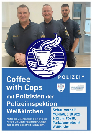 Coffee with Cops mit Polizisten der Polizeiinspektion Weißkirchen