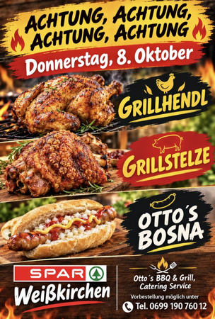 Grillhendl, Grillstelze, Otto´s Bosna bei Spar Weißkirchen