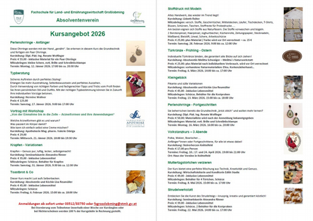 Kursangebot 2026 - FLSE Fachschule für Land- und Ernährungswirtschaft Großlobming